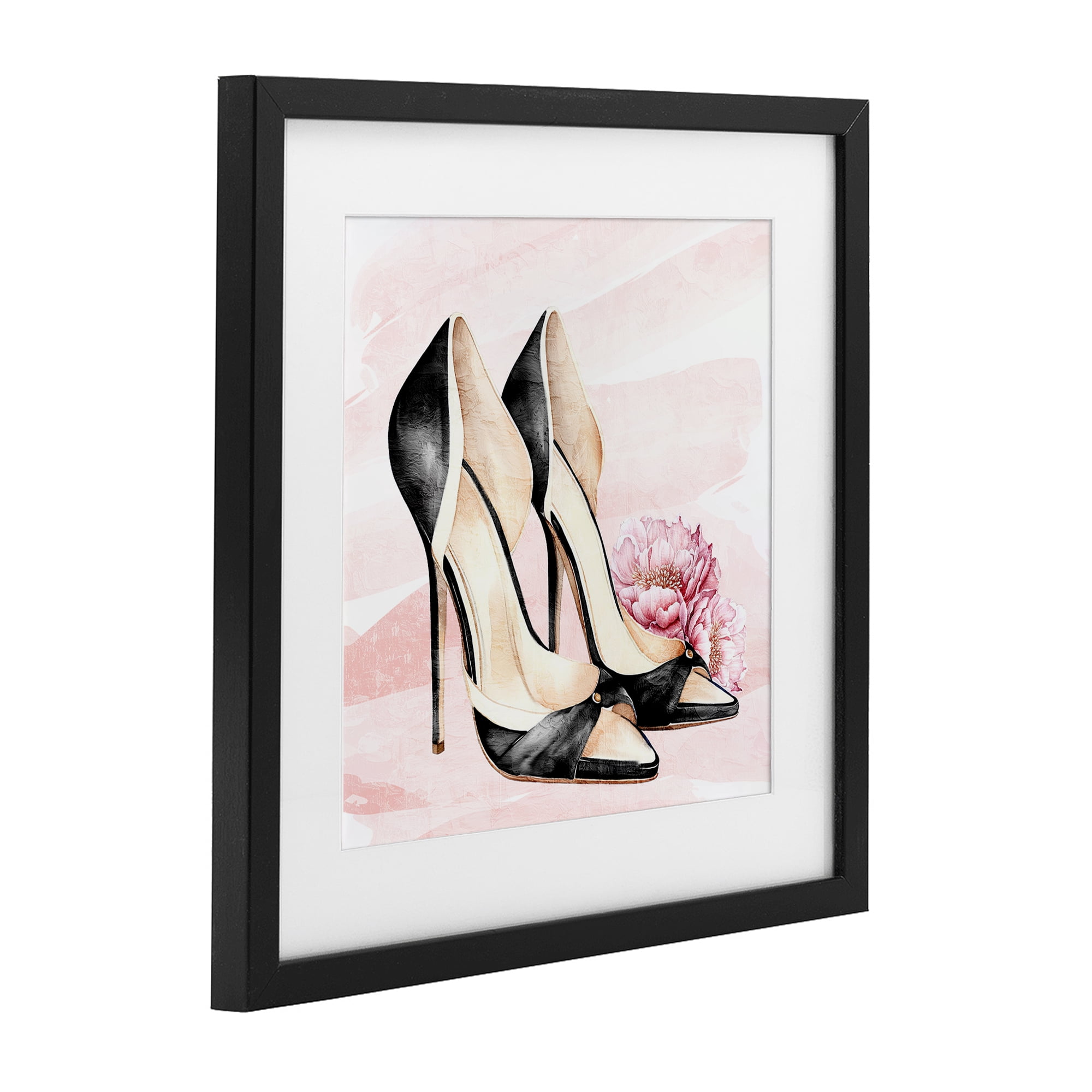 Stupell Industries Blush Glam Time Shoes Black Framed Print Under Glass, design by Kim Allen