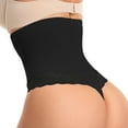 thumbnail image 4 of Defitshape Women's High Waist Thong Shapewear Shorts Slimming Panties Lace Sexy Body Shaper Boned Elastic Waist Shaper Black X-Small, 4 of 4