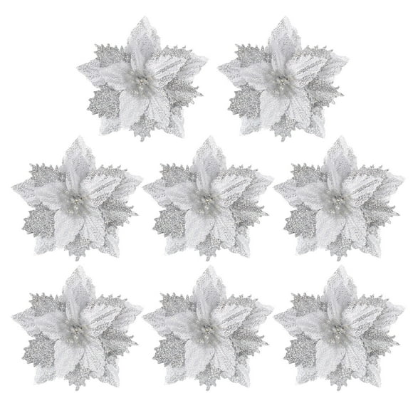 GOOHOCHY 8 piezas de flores de árbol de Navidad artificiales para decoración de fiestas
