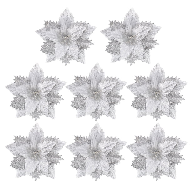 GOOHOCHY 8 piezas de flores de árbol de Navidad artificiales para decoración de fiestas