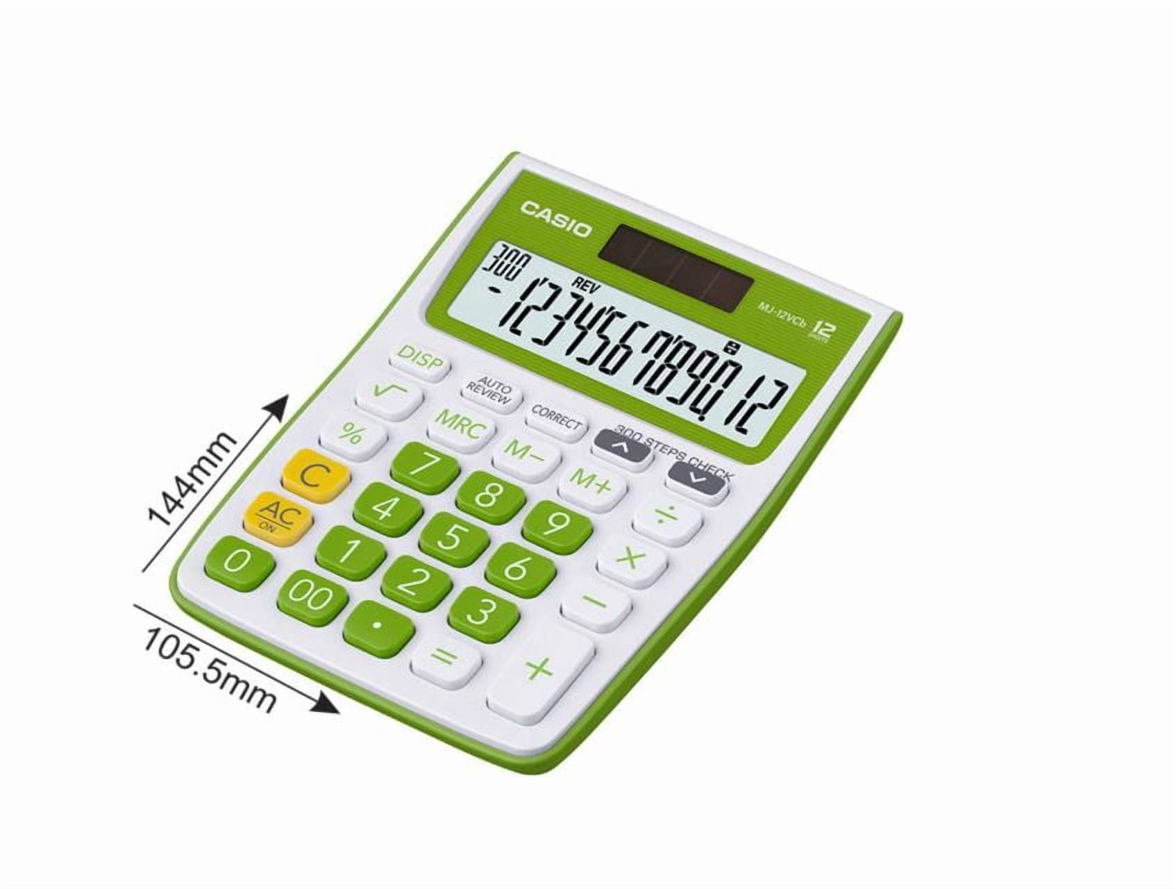 Casio MJ-12VCb-GN 300 Steps Check & Correct Colourful Desktop Calculator (Green)