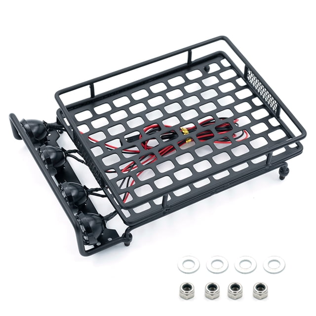 Roof Rack Luggage Carrier with LED Lights RC Car Metal Parts Compatible with 1/14 1/12