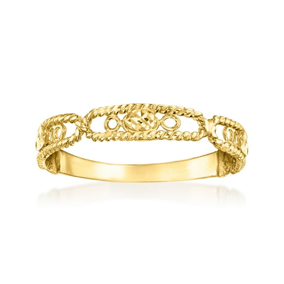 Ross-Simons Italian 14kt Yellow Gold Rope-Edge Station Ring, Women's, Adult