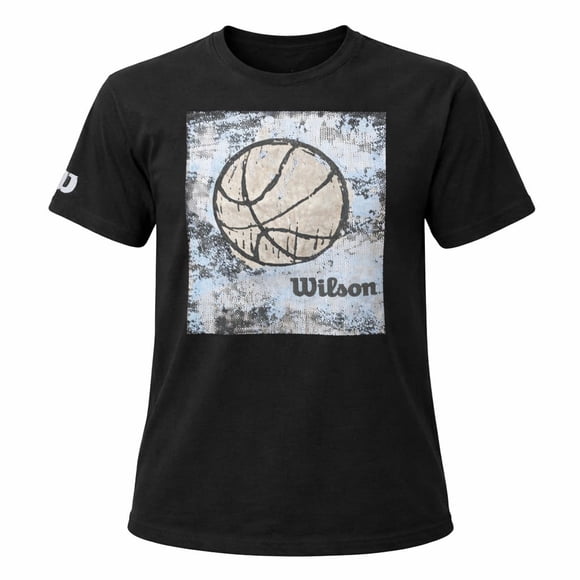 Playera Deportiva Wilson para Hombre Manga Corta Estampada Color Negro Talla M