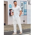 thumbnail image 4 of COOFANDY Men's Cotton Linen Yoga Pants Lightweight Straight Leg Pants Casual Vacation Beach Wedding Dress Trousers, 4 of 9