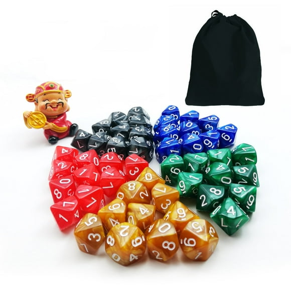 Juego de dados poliédricos BESCON DICE D10, 50 unidades, colores surtidos