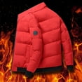thumbnail image 2 of Daznico Mens Winter Jacket - Male Autumn and Winter Solid Color Stand Collar Long Sleeve Thickened Jacket To Keep Warm and Cold Coat -Winter Coats for Men,Color:Red,Size:4XL, 2 of 3