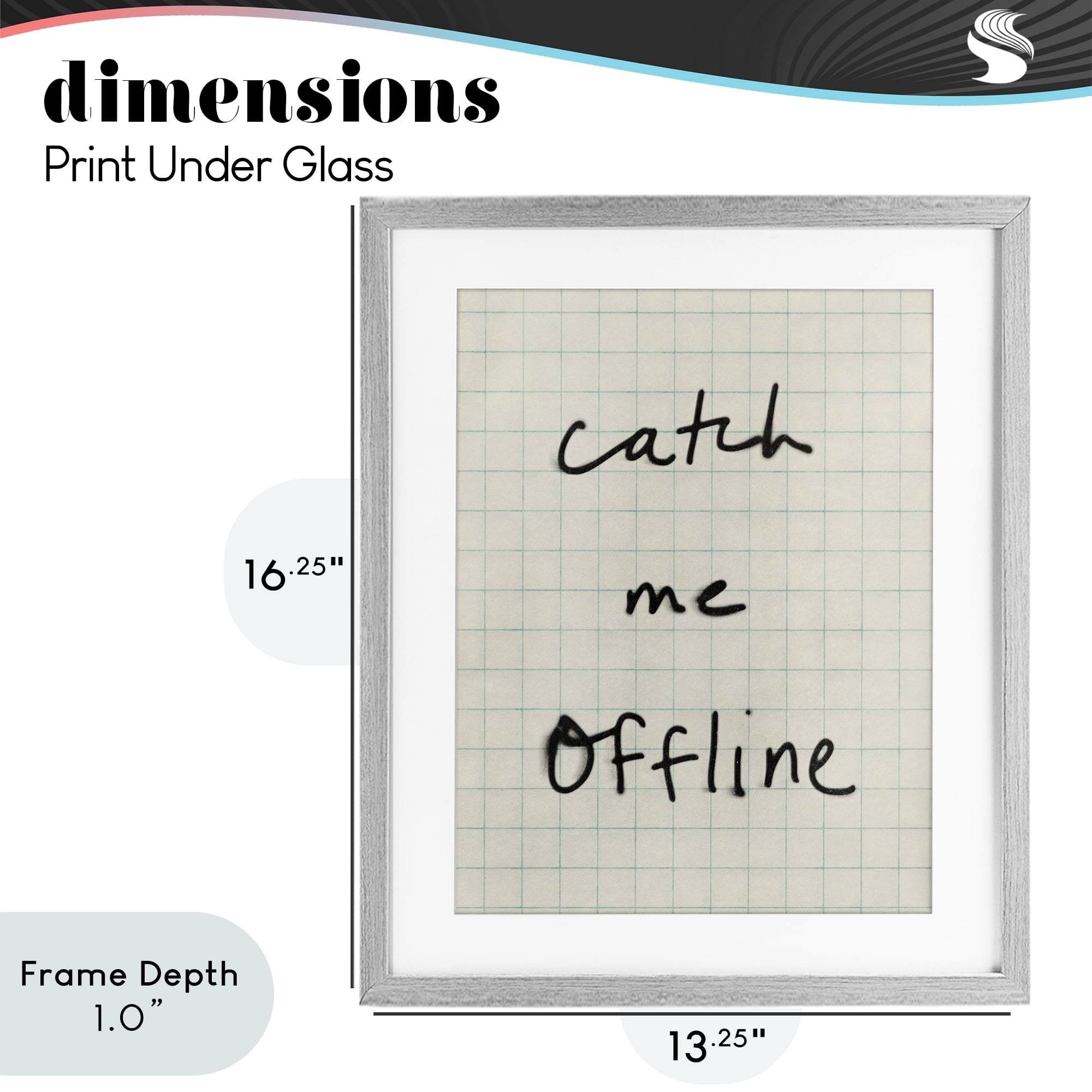 Stupell Industries Catch Me Offline Scrawl Gray Framed Print Under Glass, design by Victoria Barnes