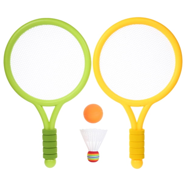 1 par de kits de tenis para niños, raqueta de tenis de plástico con pelota, juguete para exteriores para niños.