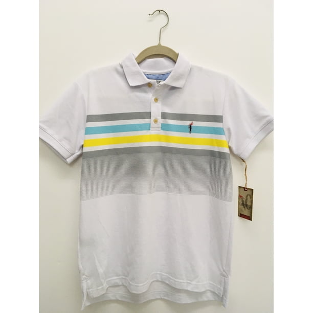 PLAYERA TIPO POLO CARPENTER ESTAMPADO LINEAS AQUA, AMARILLO Y GRIS