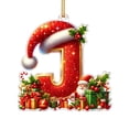 thumbnail image 2 of LEFXSMR Christmas Letter Ornaments, Red Initial Ornaments with Santa Hat Gift, Letters Christmas Decorations for Christmas Tree Party Supplies, J, 2 of 2
