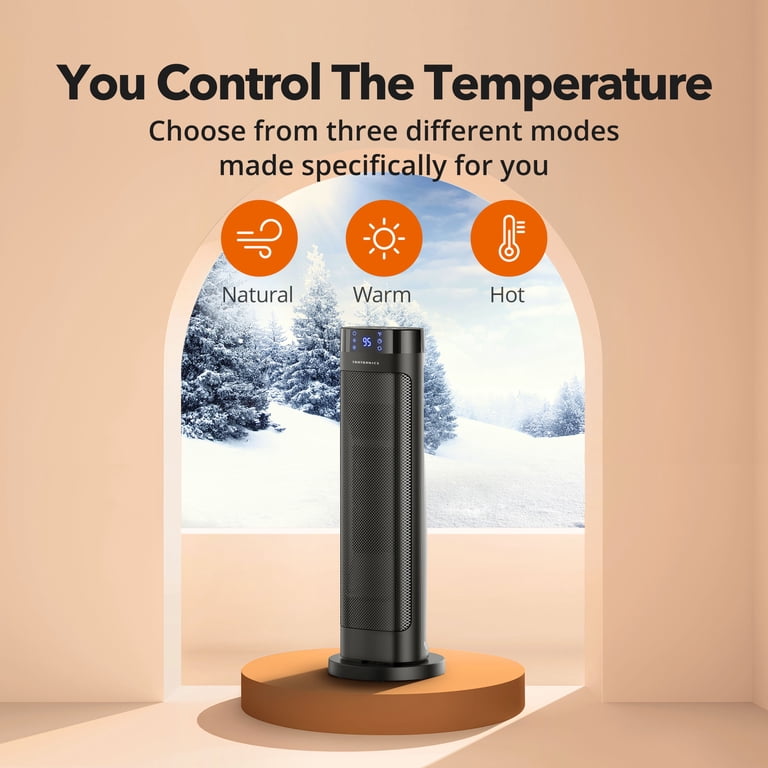 TaoTronics Space Heater, 1500W Portable Electric Heater, Fast Quiet Tower  Oscillating Ceramic Heater for Office, Desk, Home and Bedroom, with Smart Temperature  Control, Remote Control, LED Display - Walmart.com