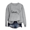 thumbnail image 1 of Sudadera Penkiiy Valentine para mujer: lindas camisetas del día de San Valentín Love Heart Graphic Print Suéter de manga larga Tops S Gray, 1 of 5
