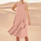 thumbnail image 1 of WILLBEST Vestido Lino Mujer Vestido Playero Informal De Verano De Color Liso Sin Mangas Hasta La Rodilla Con Cuello Redondo Y Bolsillos Para Vacaciones, Viajes Y Uso Diario, 1 of 3
