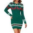 thumbnail image 2 of KANG Festive Knit-Style Bodycon Dress | Women's Long Sleeve Christmas Print Bandage Dress for Holiday PartiesGreenXXL, 2 of 4