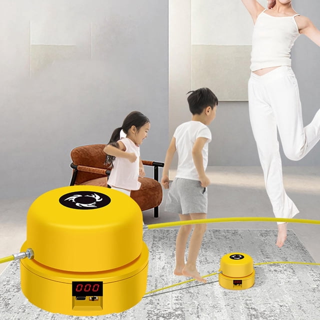 Machine Réglable, Télécommande de Comptage Automatique Faible Bruit Corde à Sauter Électrique Intelligente pour Débutants Fête Maison, Jaune
