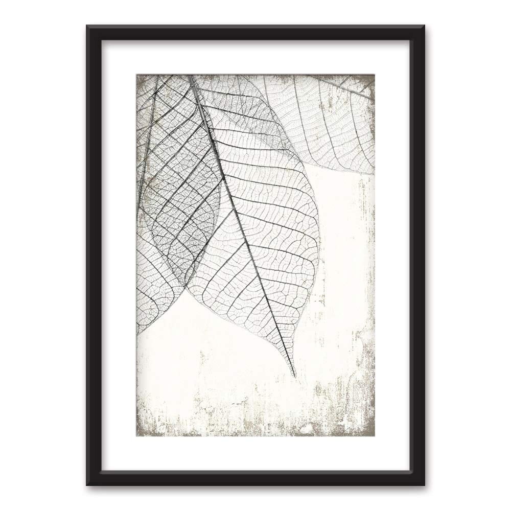 Wall26 Framed Wall Art Black and White Leaf Vein Pattern
