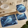 thumbnail image 6 of Bluebird with Floral Print Shower Curtain Set Modern Bathroom Decor Mats 4pcs Fabric Bathroom Curtain Slip Floor Rug Toilet Lid, 6 of 8