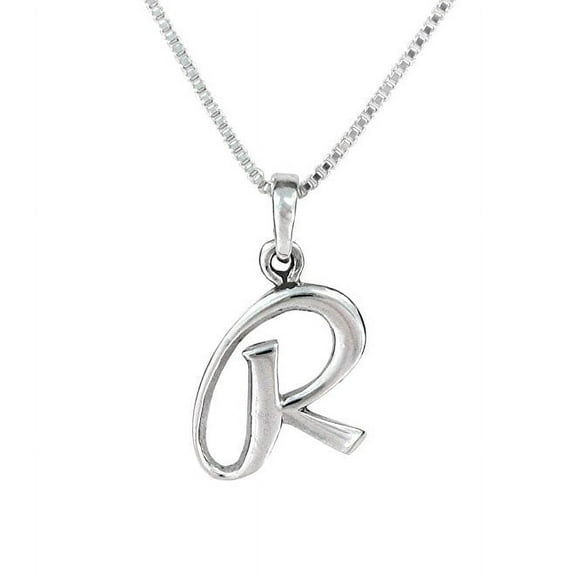 Sterling Silver Initial Charm Necklace, Letter R