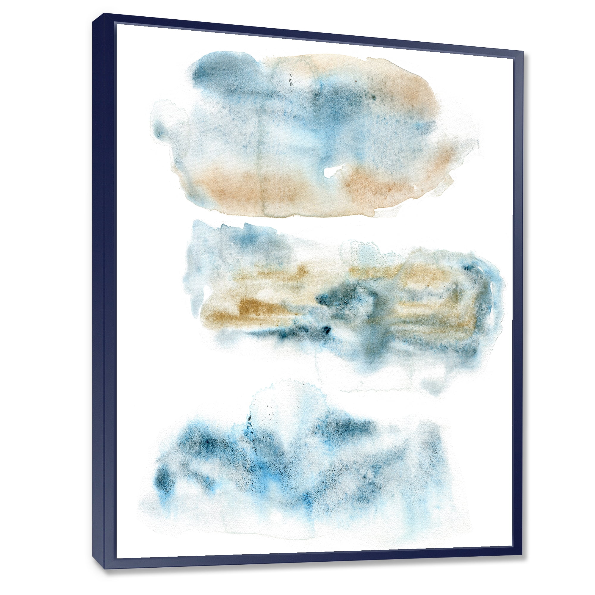 Abstract Of Clouds Dark Blue Colored II 30 in x 40 in Framed Painting Canvas Art Print, by Designart