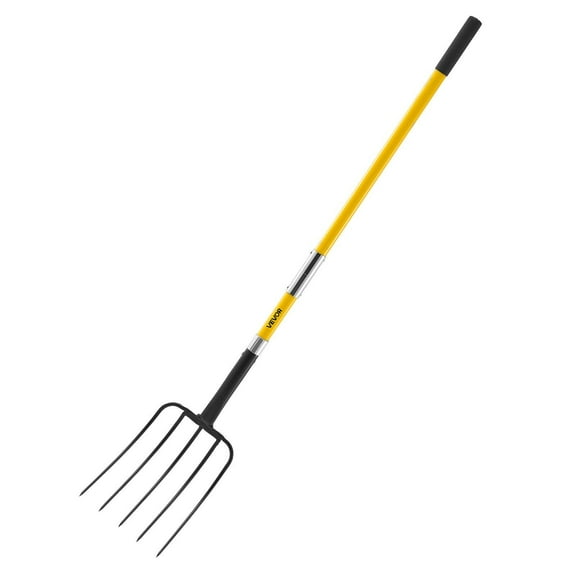 Fiberglass Handle Garden Fork (57") – 5 Tines Sturdy Design for Spading, Turning Soil, and Moving Mulch