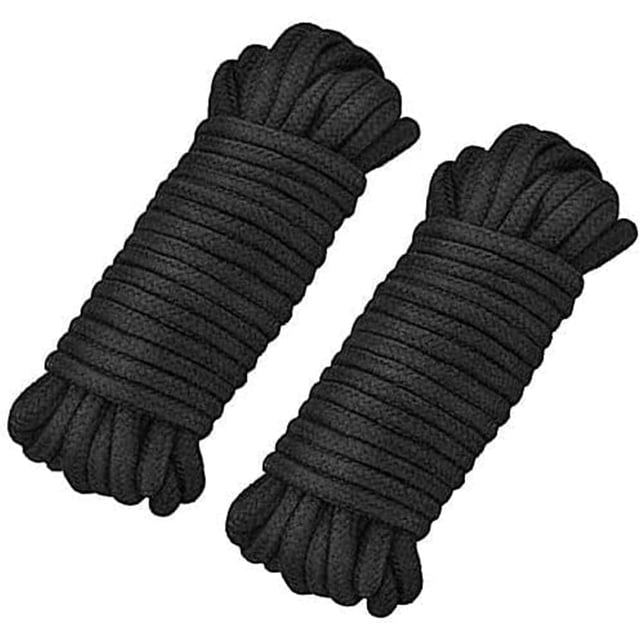 2 Pcs Soft Cotton Rope Cord,10 M/33 Feet 8 MM All Purpose Cotton Rope Craft Rope Thick Cotton Rope for Multiple Sports (Black)by Torubia