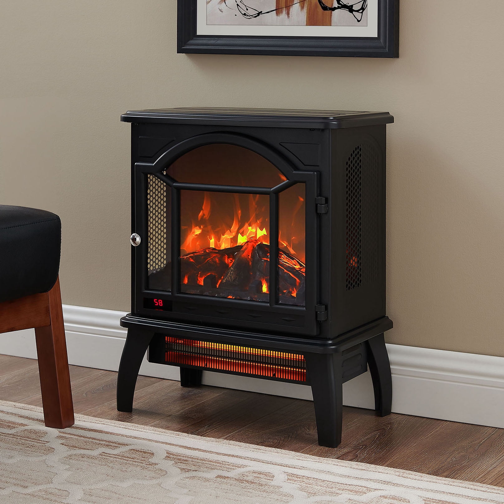 Duraflame 3D Black Infrared Electric Fireplace Stove with Remote