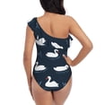 thumbnail image 5 of Sikiie Cartoon Swan Print Women One Piece Swimsuits Tummy Control One Shoulder Bathing Suits Ruffle Swimwear, From S to XXL-Medium, 5 of 6