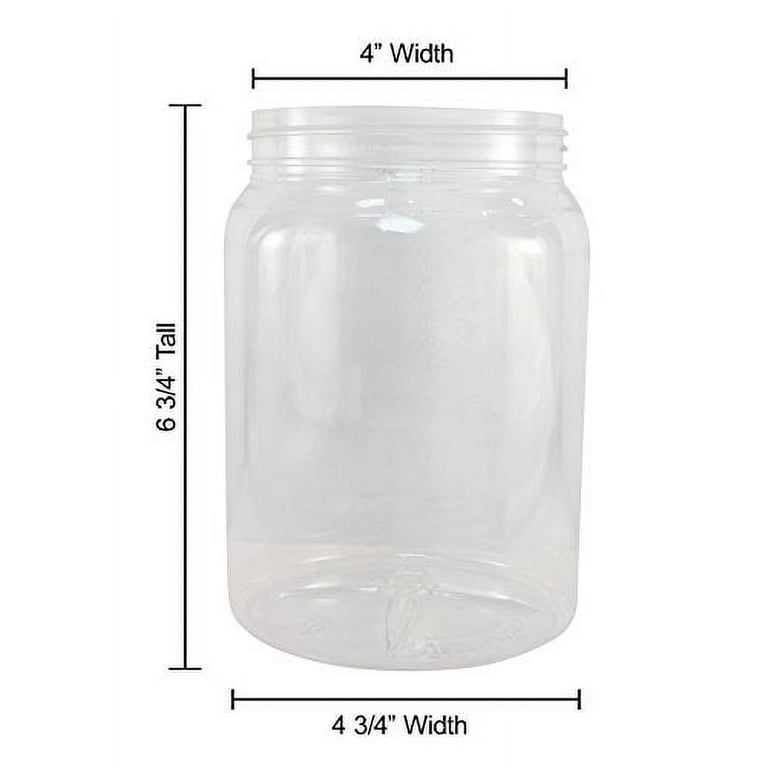 ljdeals 1/2 Gallon 64 oz Clear Plastic Jars with Lids, Large Jars, Wide Mouth Storage Containers, Pack of 3, BPA Free, Food Safe, Made in USA