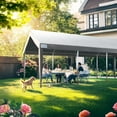 thumbnail image 3 of Quictent 13x25 ft Heavy Duty Carports with Side Zipper Doors & Snowproof Steel Cables & Ventilated Windows, Waterproof Storage Shelter for Outdoor Equipment, Gray, 3 of 9