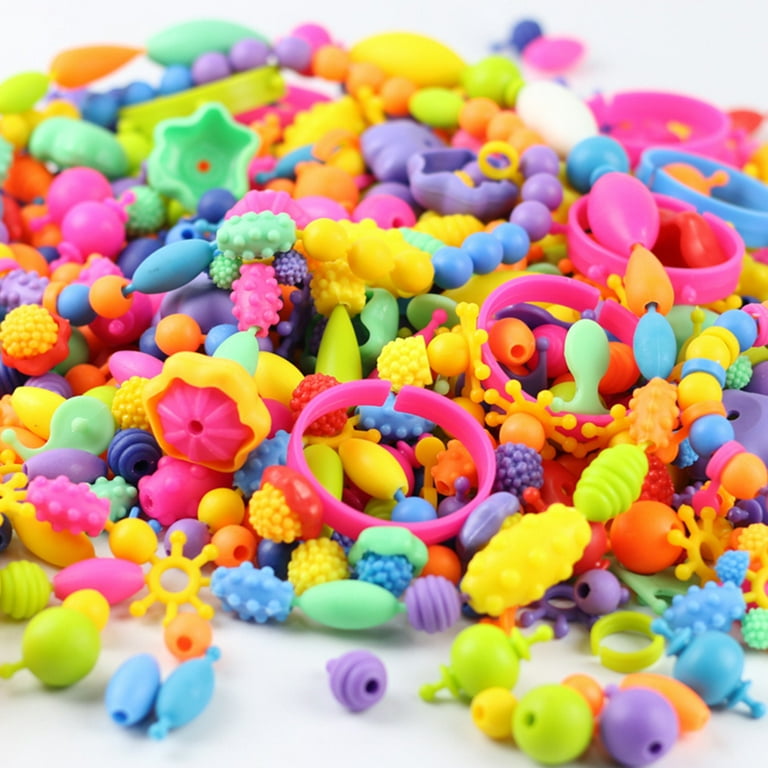 165 Pcs Snap Beads Set for Kids Beads DIY Jewelry Bracelet and Necklace  Making Kit Art and Crafts Toys for Kids(Random Color and Pattern)
