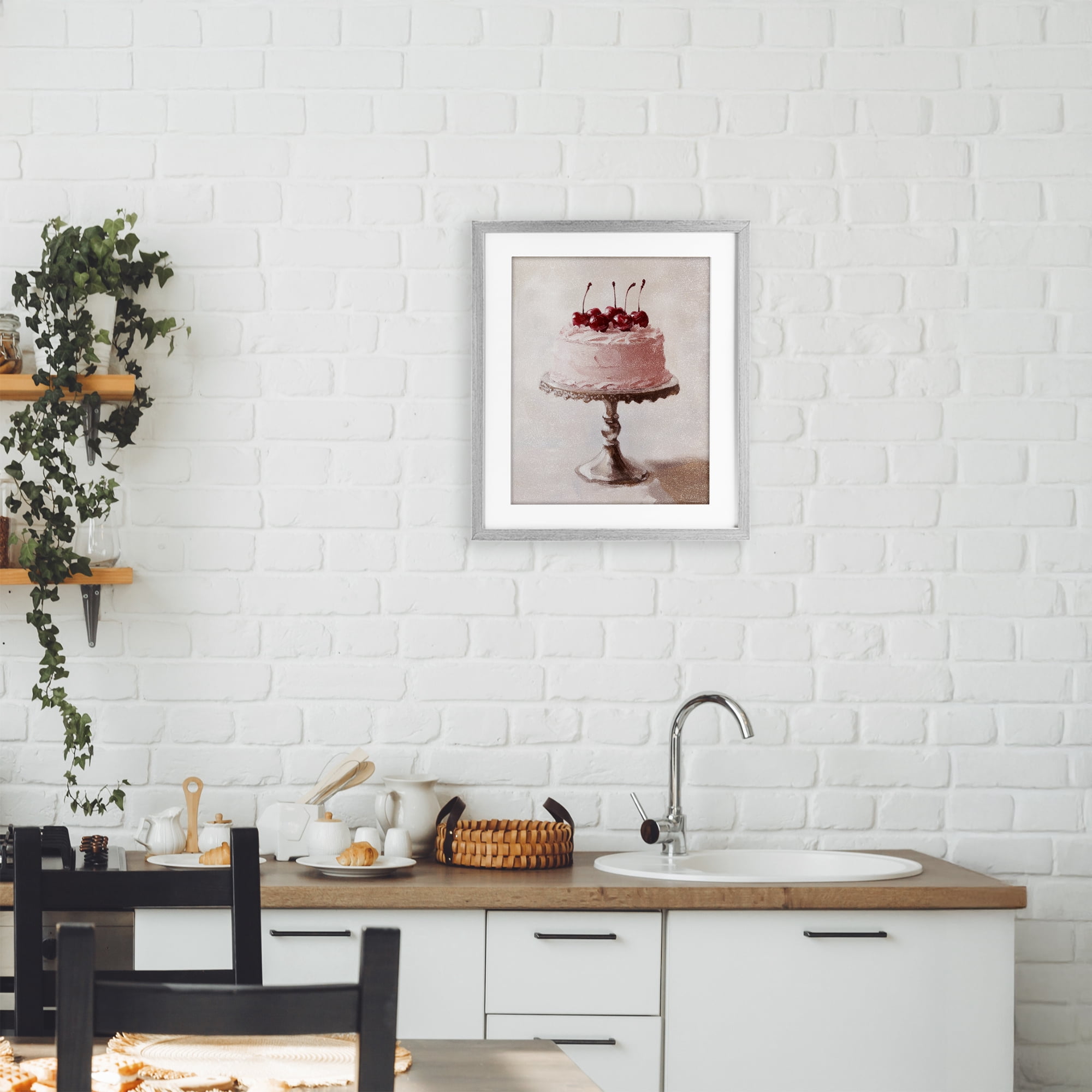 Stupell Industries Cherry Cake Delight Gray Framed Print Under Glass, design by Svetlana Aleynikova