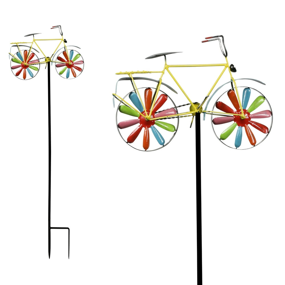 Alpine Corporation Metal Bicycle Wind Spinner Garden Stake Walmart