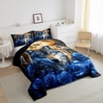thumbnail image 3 of Homewish Jungle Wolf Family Bedding Comforter Set for Adult, Blue Rose Flower Floral Twin Comforter Sets, Western Bohemian Style Reversible Bedding Set, Lightweight Room Decor, 2-Piece, 3 of 8