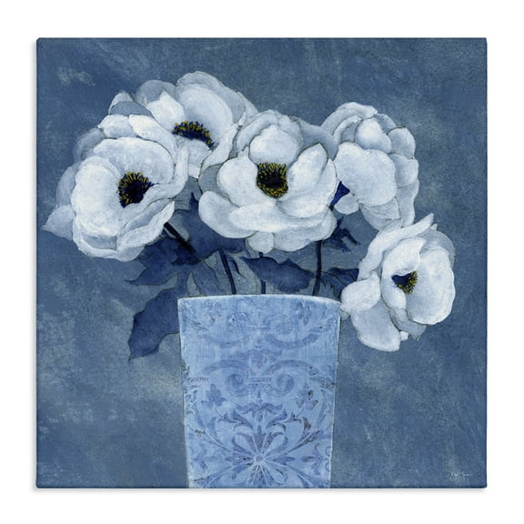 Stupell Industries Ornate Vase Flowers Plants & Flowers Painting Wrapped Canvas Art Print Wall Art, 17 x 17