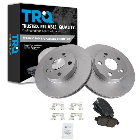 TRQ Front Brake Pad & Rotor Kit Brake Pads Brake Rotor Ceramic Premium G-Coated Fits Select 2004-2009 Toyota Prius