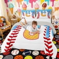 thumbnail image 3 of Erosebridal Waffle Drip Letter C Full Size Comforter Sets, Cute Baseball Sport Bedding Sets for Girls and Boys, Gray Reversible 3-Piece, 1 Comforter and 2 Pillowcases, 3 of 6