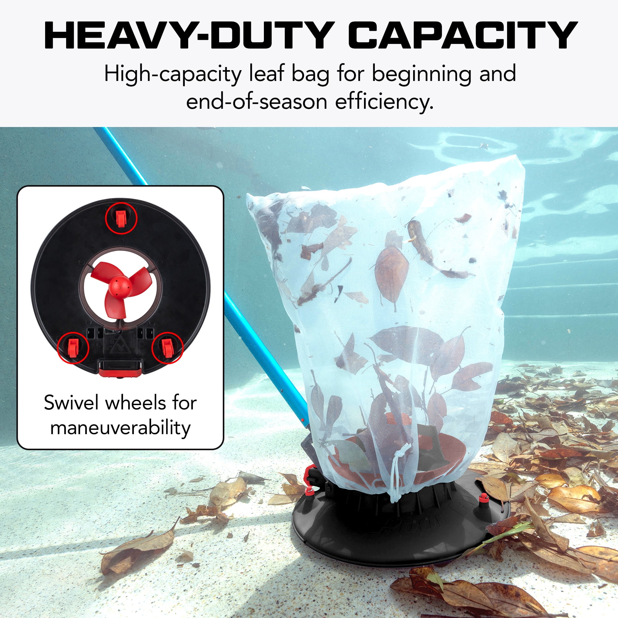 POOL BLASTER Leaf Vac Recharge Cordless Pool Leaf Vacuum & Skimmer, Swimming Pool Leaf Catcher with Heavy Duty Mesh Bag, for Inground and Above Ground Pools