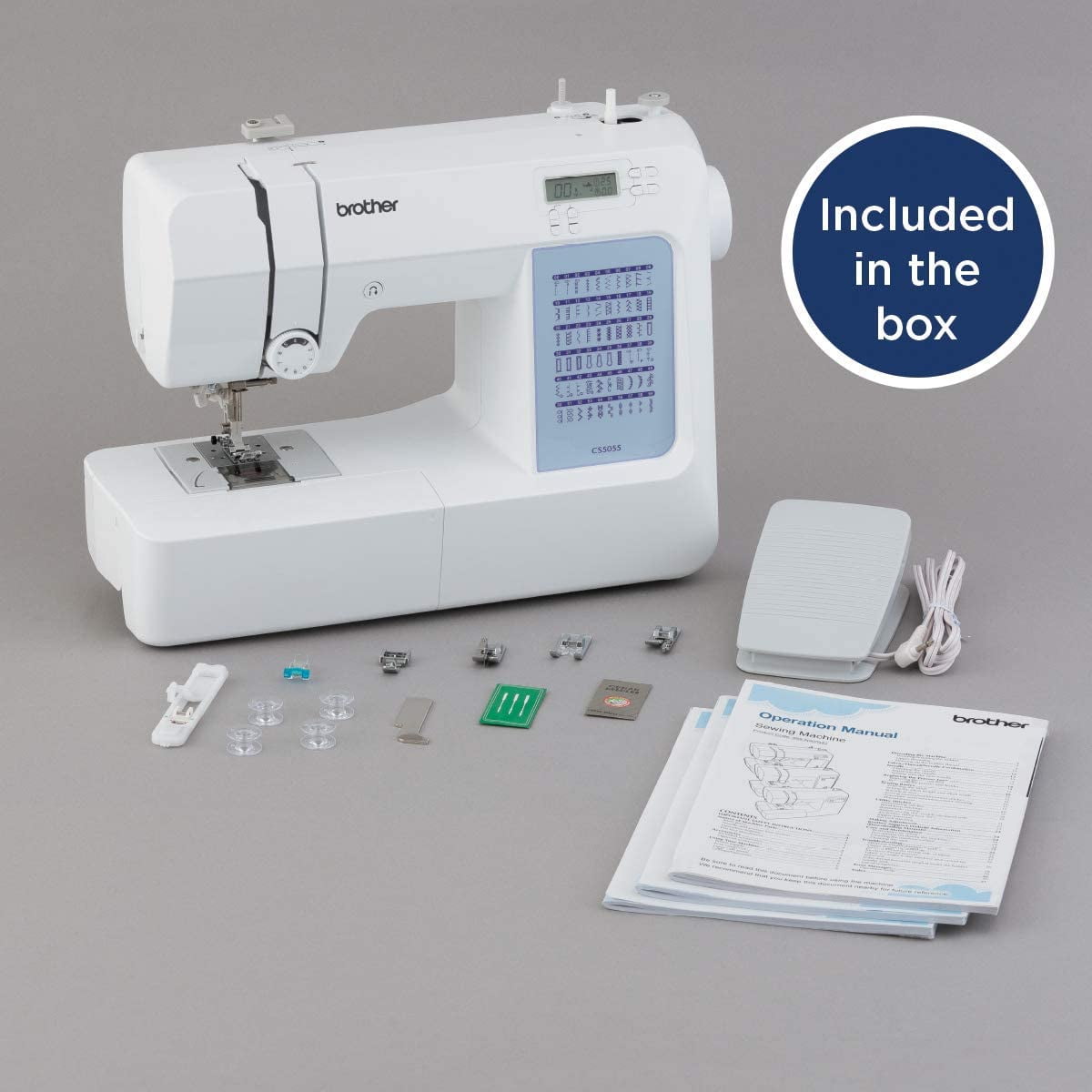 Brother CS5055 Computerized Sewing Machine, 60 Built-in Stitches, LCD Display, 7 Feet and SA520 Water Soluble Stabilizer