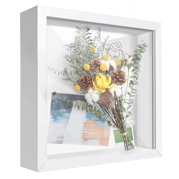 8x8 Shadow Box Frame Display Case with Letter Stickers, 3D Picture Frame, Display Case Box for Memorabilia, Baby Items, Wedding Memories, Crafts, Tickets and Photos (8x8)