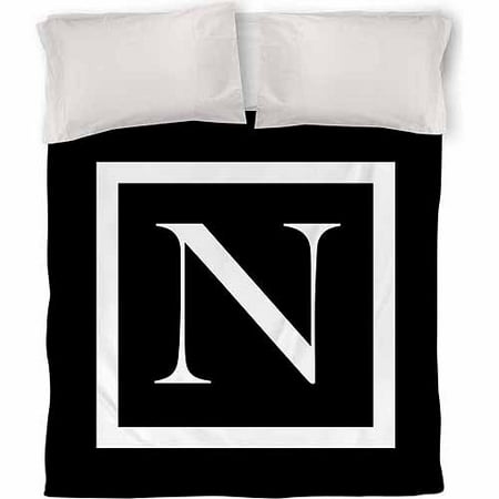 IDG Classic Block Monogram Duvet Cover, Black