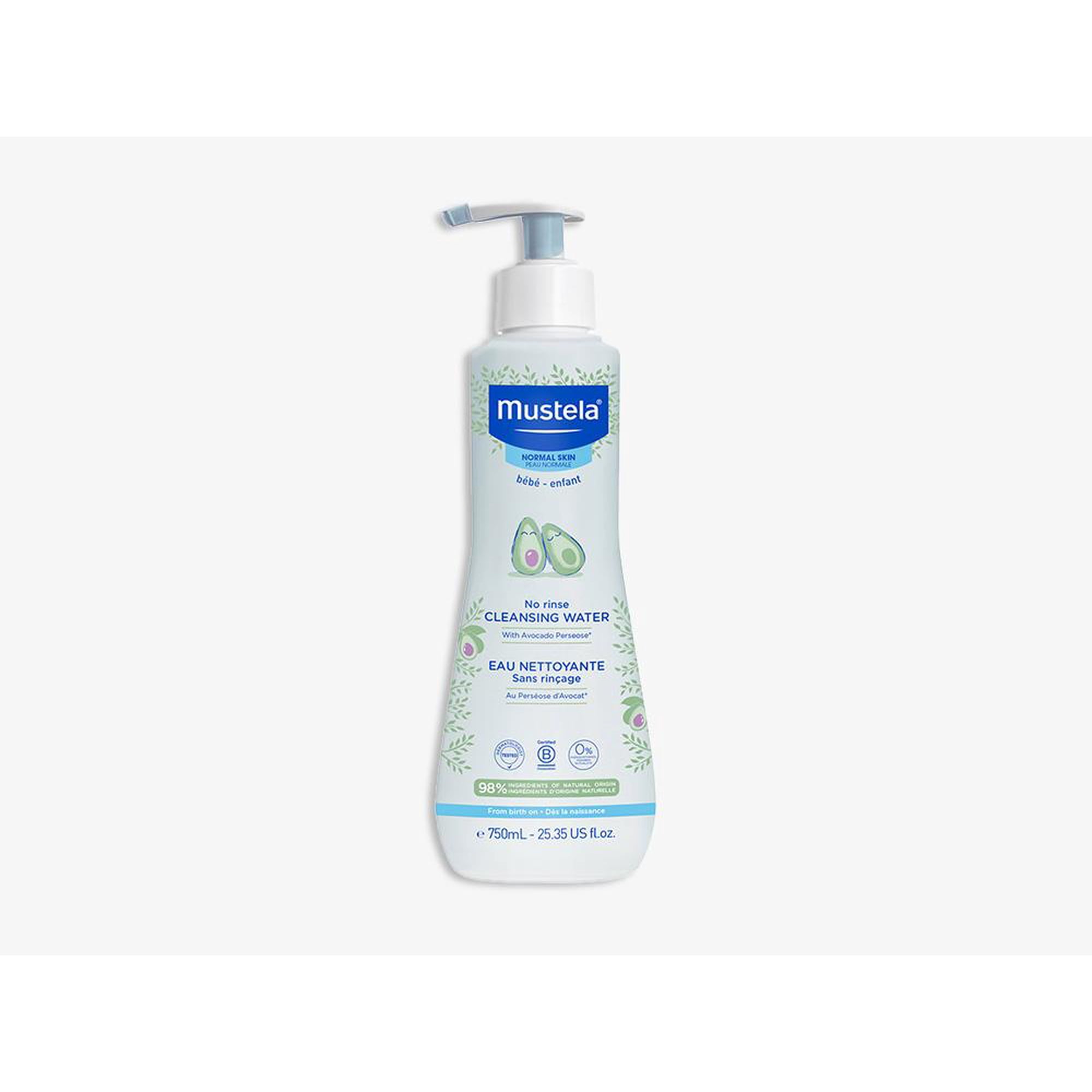 Mustela Baby Cleansing Water - No-Rinse Micellar Water - with Natural Avocado & Aloe Vera - for Baby's Face, Body & Diaper – 10.14 fl. oz.