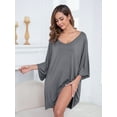 thumbnail image 3 of FEREMO Nightgowns for Women Deep V Neck Sleepwear Oversized Half Sleeve Maternity Night Shirts, 3 of 5