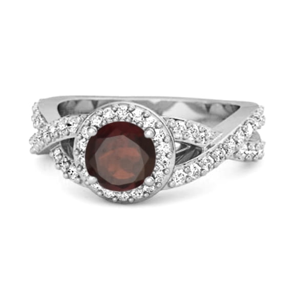 Mooneye Solitaire Accents 3.37 Ct Garnet 925 Sterling Silver Infinity Women Wedding Ring