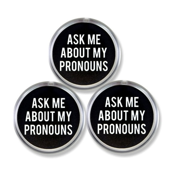 3 Pack - LGBTQ  Ask Me About My Pronouns Light Up / Blinking Pinback Button - 2 Inch