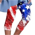 thumbnail image 2 of AOOCHASLIY Women Independence Day Pants Running Exercise Pants Women's Summer Casual Elastic Waist Printed Cropped Pants, 2 of 5