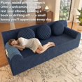 thumbnail image 5 of LUCKHAO 71" Loveseat Sofa, Corduroy Cloud Couch Boneless Sofa with Oval Armrest, , 2-Seater Sofa with Throw Pillows, Upholstered Deep Seat, No Assembly Required, Blue, 5 of 8