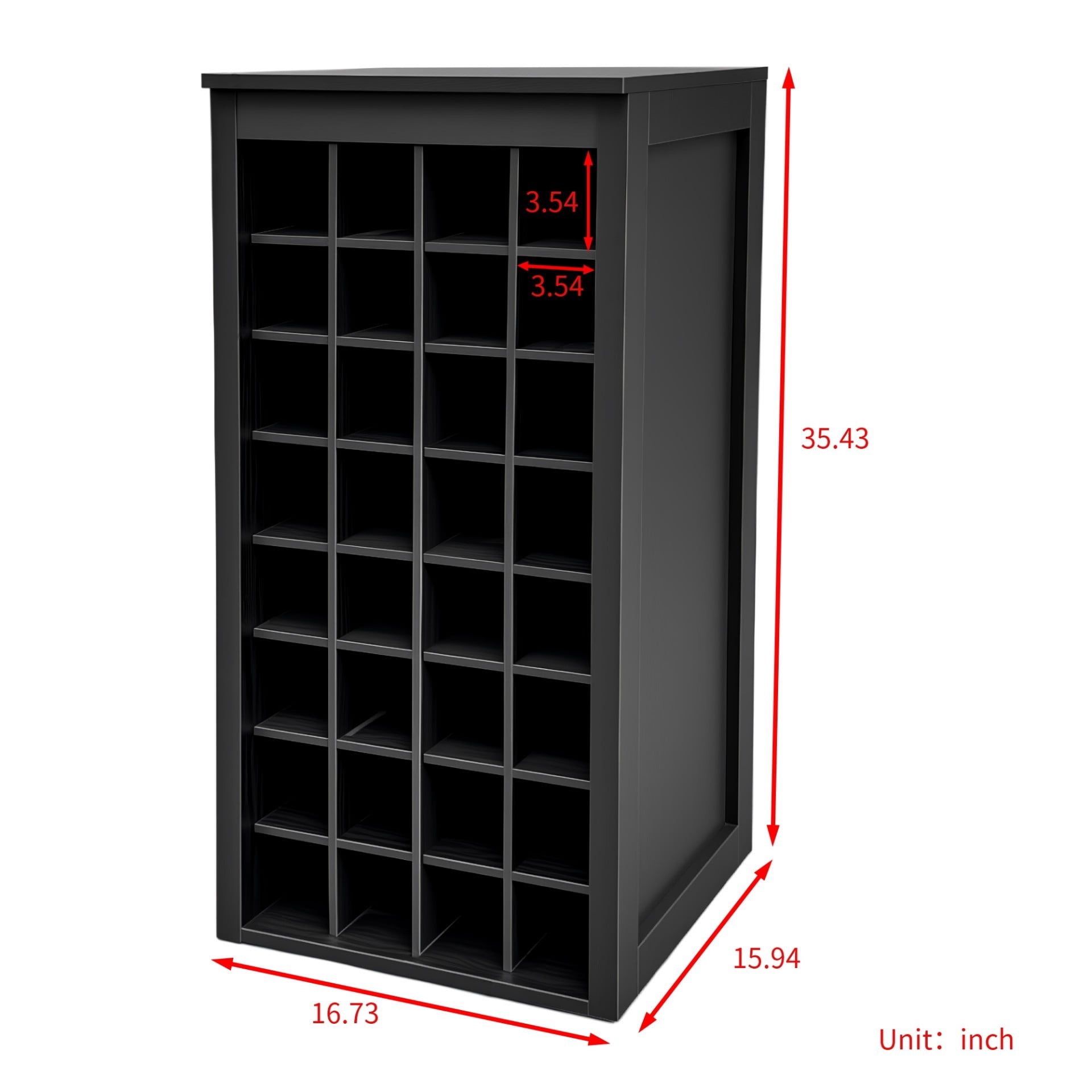 Wine Bar Cabinet 32 Bottle Storage Rack, Freestanding Buffet Cabinet Modular Wine Storage Organizer for Kitchen Dining Room, Black