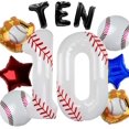 thumbnail image 1 of Yanonmyfd Baseball Balloons 1st Birthday Decorations for Boy, 40 Inch Number 1 Balloon Rookie of the Year First Birthday, Baseball Party Decorations Sports Theme Foil Mylar Balloon,Set,10th, 1 of 15
