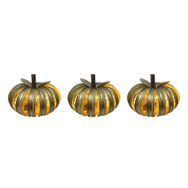 Billuyoard Luz hueca de calabaza de Halloween portátil para decoración de casa embrujada, múltiples fuentes de luz doradas Type1 NO1